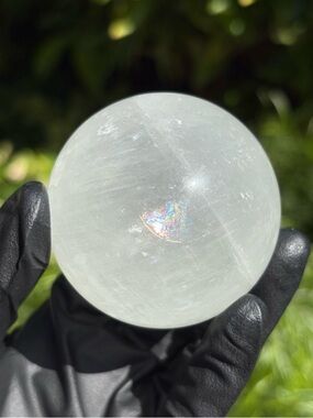 Milky Clear Quartz Crystal Sphere with Rainbows